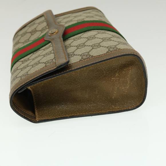 GUCCI Web Sherry Line GG Canvas Clutch Bag Beige Red Green Auth yk4369 - Picture 4 of 10